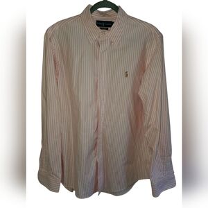Ralph Lauren Pink and White Casual Button Down Shirt